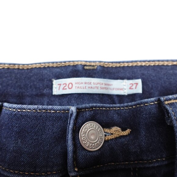 Levi's 720 High Rise Super Skinny Jeans Women's 27 Stretch Denim - Picture 3 of 13